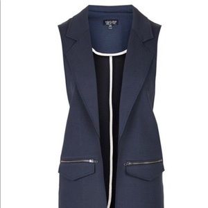Topshop long navy vest 💙